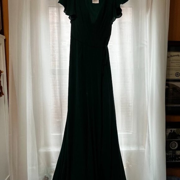 David's Bridal Flutter Sleeve Wrap Dress Gem Size 12 - Picture 2 of 4